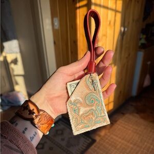 Handcrafted Leather Keychain with Floral Design